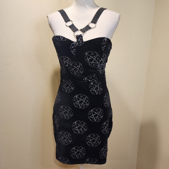 RAT BABY Black Velvet Sparkle Bodycon Mini Dress size S - Picture 12 of 15